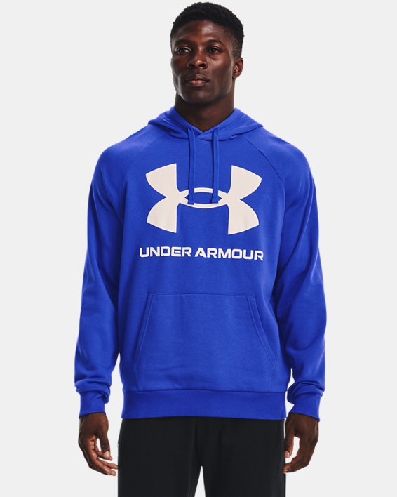 Men's UA Rival Fleece Big Logo Hoodie, Blue, pdpMainDesktop image number 0